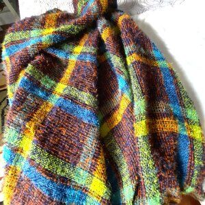 Vintage Donegal Design, handwoven mohair and wool throw, bold plaid